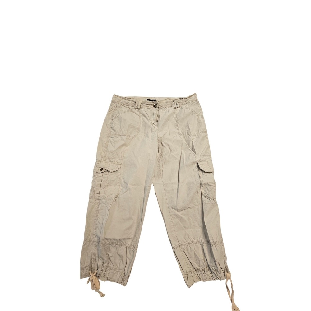Tommy Hilfiger Womens Cargo Crop Pants Tan Khaki Cotton Utility Size 14